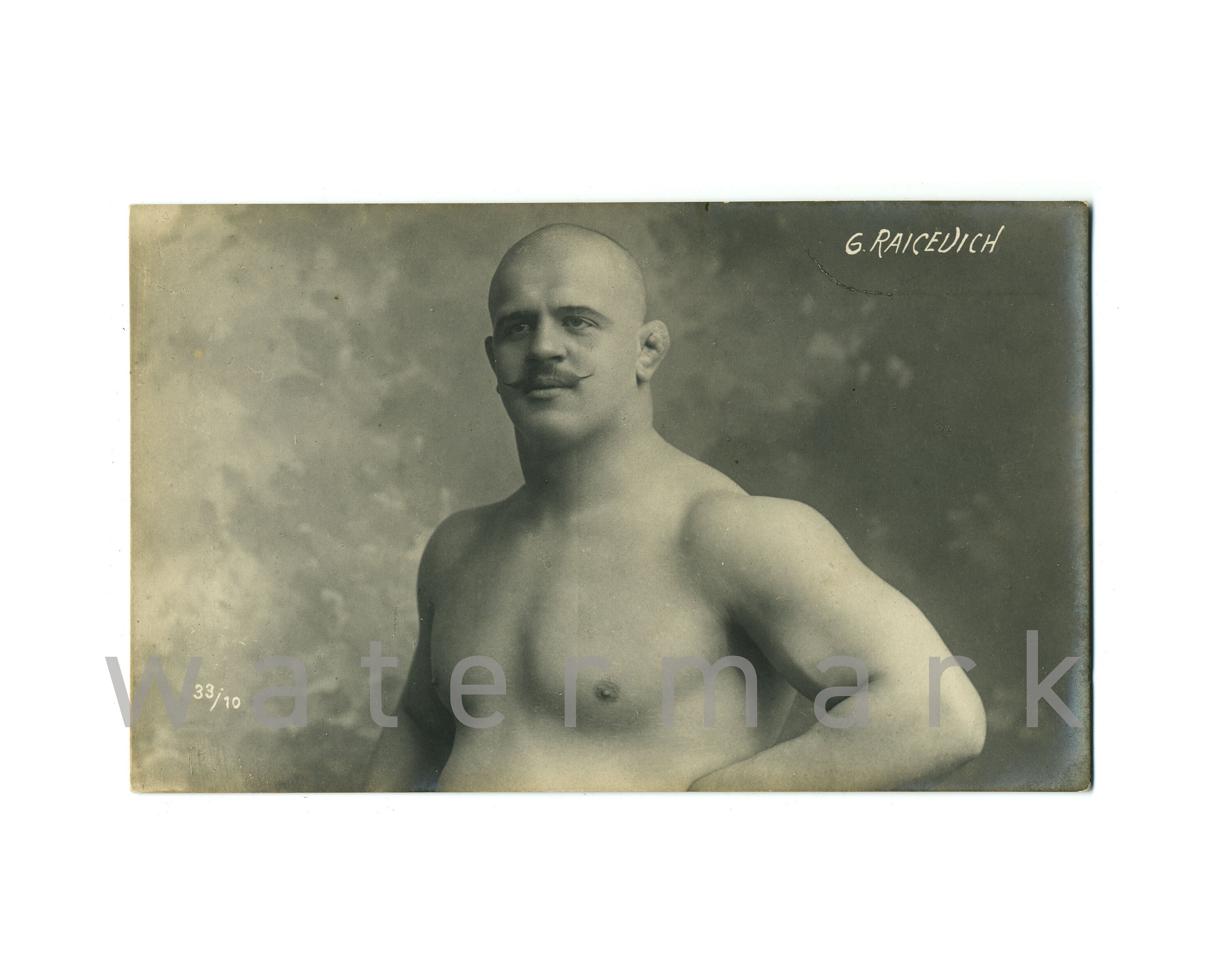 Sexy shirtless wrestler G. Raicevich. 11x14 reprint. Gay Etsy