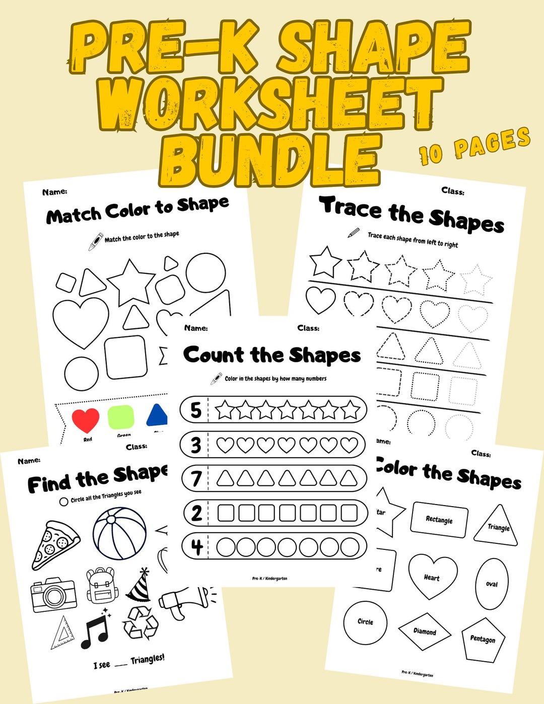 K Shape 10 Printable Pre-k Shape Worksheets - Etsy