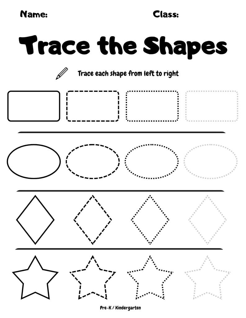 Tracing Assorted Rectangles 20+ Printable Coloring and Tracing Shape Worksheet for Pre-k - Etsy