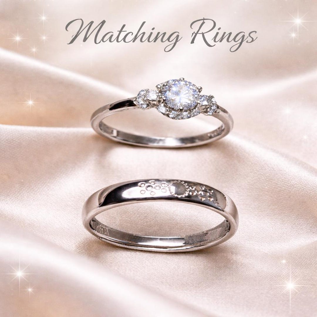 Small Couple Rings Sterling Silver Minimalist Couple Rings Set: His and Hers Promise ...