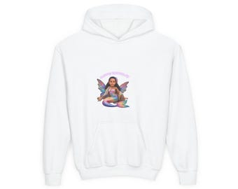 Mermaid Fairy Birthday Youth Hoodie | Rainbow Mermaid Wings Sweatshirt