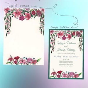 Anpassad bröllopsinbjudan design handmålad | Originalkonstverk + digital fil | Personligt bröllopsminne