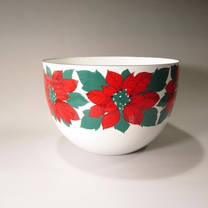 Vintage Finel Arabica Poinsettia Enamelware Bowl