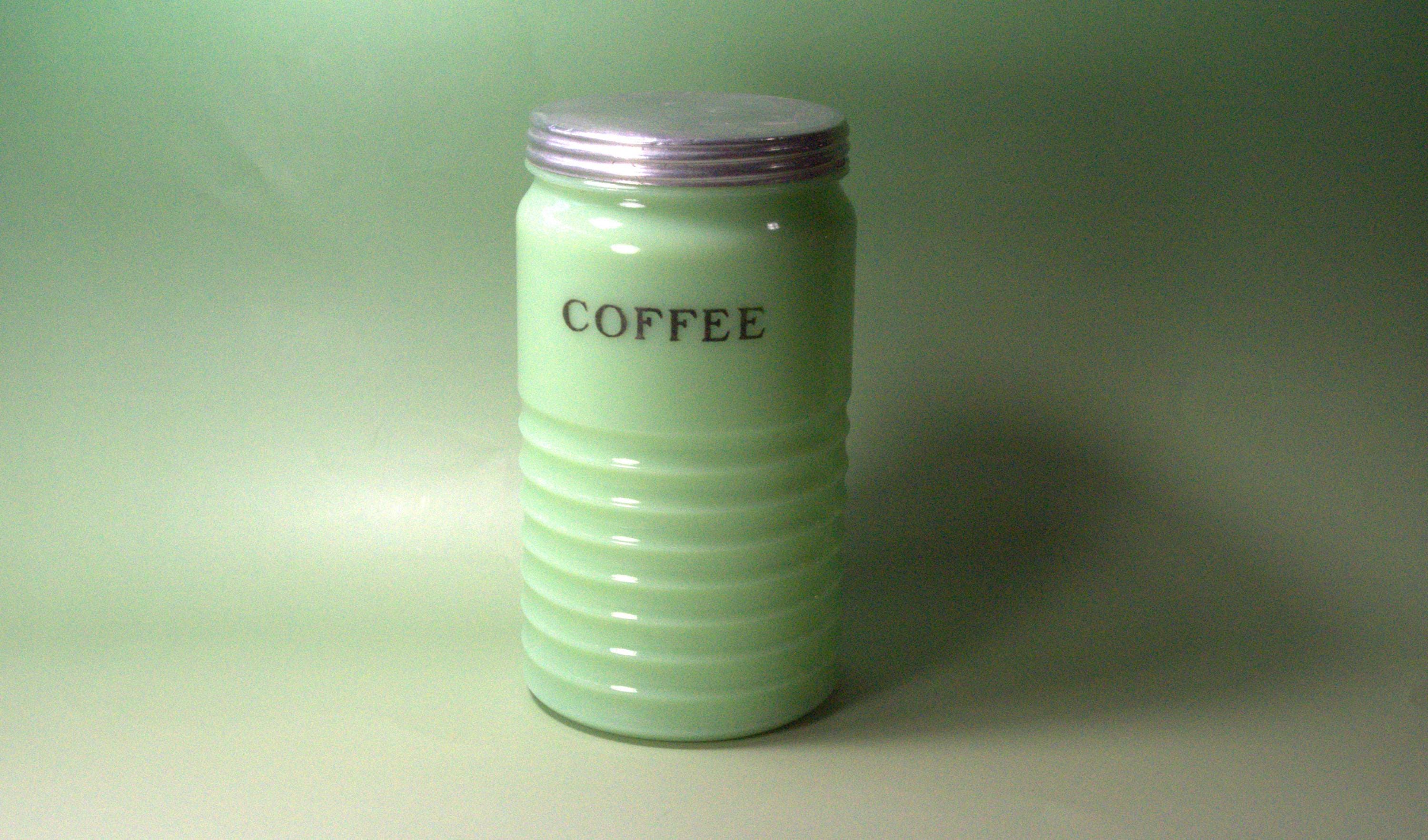 Vintage Jeanette Jadeite Coffee Canister Concentric Beehive Design