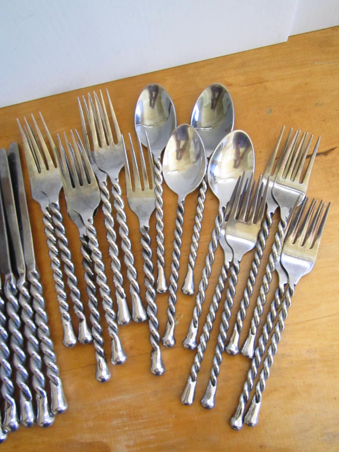 Vintage Hampton Silversmiths Twisted Handle Stainless Flatware Etsy