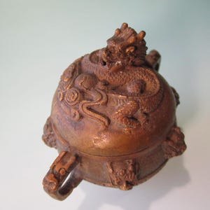 Vintage Chinese Brass Dragon Incense Burner Holder