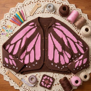 Monarch Butterfly Crochet Cardigan Pattern: Oversized Wing Sweater (Digital PDF)
