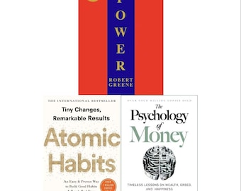 48 Laws Of Power Atomic Habits and Psychology Of Meney 3 Books Collection Set