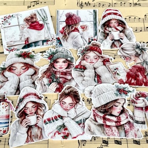 Winter Girl Sticker Set – Cozy Holiday Aesthetic Stickers for Journaling, Scrapbooking, Pen Pals & Christmas Crafts*