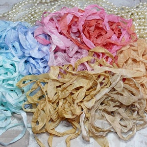 15 yards handgeverfd/gebeitst gerimpelde naad bindende linten, junkjournaal, scrapbookingateliers, gewijzigde kunst, huisdecoratie, kaarten maken