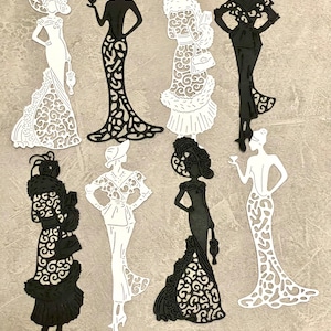 Set di 4 fustelle di carta, pagine di album, artigianato di carta, creazione di biglietti, arte alterata, tecniche miste, abbellimenti di carta, decorazioni per biglietti