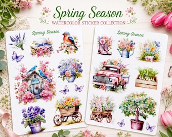 Frühling Garten Sticker Bogen: Blumen Journal, Planer, Scrapbook Sticker, Garten Junk Journal Dekoration