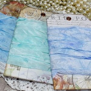 15 Yards Shabby Chic Handgeverfde Gerimpelde Naad Bindlinten, Papierkunst, Junk Journal, Scrapboeking, Veranderde Kunst, Woondecoratie, Cadeau