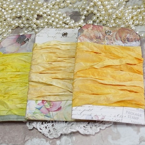 15 Yards Shabby Chic Hand Dyed Stained Crinkled Seam Binding Ribbon, Paper Craft, Junk Journal, Scrapbooking, Altered Art, Home Decoration
