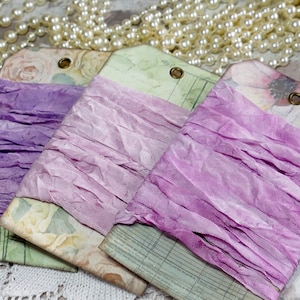 Cintas de costura arrugadas teñidas a mano de estilo shabby chic de 15 yardas, para manualidades de papel, para diarios basura, para álbumes de recortes, para arte alterado, para decoración del hogar, para regalos.