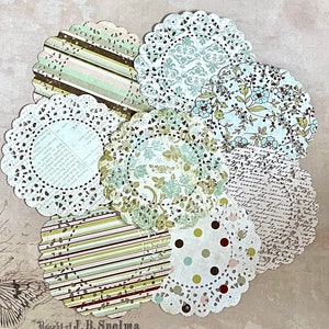 8 stuks shabby-chic kleedjes, gestanste papier, plakboekpagina's, ambachten, bewerkte kunst, gemengde techniek, papierversiering, kaarttoppers, rommeljournaal