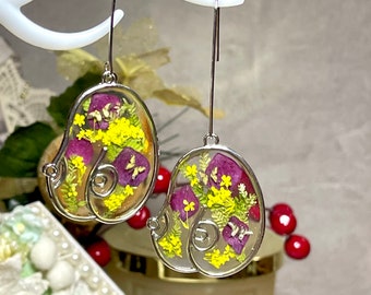 Kolczyki Flower Boobie: wyjątkowa, ręcznie robiona, prasowana biżuteria w stylu boho