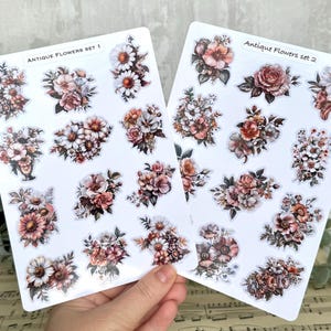 Vintage Floral Sticker Set: Romantic Botanical Journaling Stickers