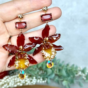 Real Orchid Earrings | Unique Handmade Jewellery | Botanical Earrings | Women's Jewellery | Nature Flower Earrings | OOAK Jewellery | Gift
