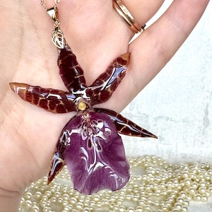 Real Orchid Necklace | Unique Orchid Jewellery | Botanical Pendant | Women&#39;s Jewellery | Orchid Flower Necklace | OOAK Orchid Necklace