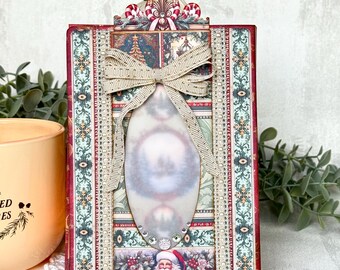 Victorian Christmas Scrapbook Folding Folio Booklet  | Handmade Holiday Keepsake Mini Journal