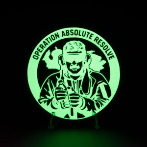 Glow in the Dark Operation Absolute Resolve Magnet 4x4 | Military Wall Art | 3D Printed Decor | USAF Inspired Gift | Deployment Gift
