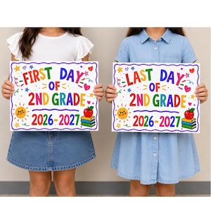 Last Day of 2nd Grade Sign, Colorful End of School Photo Prop (Instant Download)