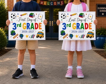 First and Last Day 3rd Grade Sign, School Photo Prop (Instant Download)