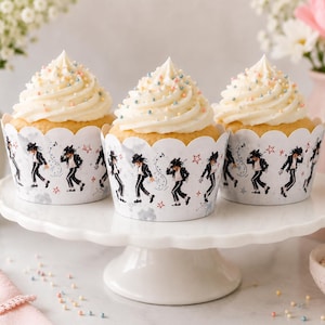 Moonwalk Birthday Cupcake Wrappers  (Digital Download)