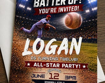 Editable Baseball Birthday Invitation, All-Star Party Template (Digital Download)