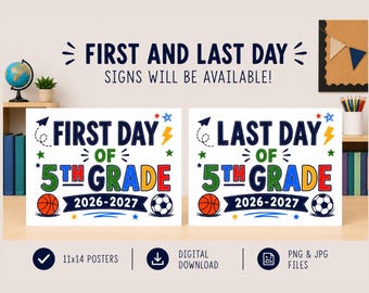First Last Day 5th Grade Sign | School Year Photo Prop (Digital Download)