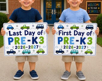 First and Last Day of PK-3 Sign | School Year Photo Prop (Digital Download)