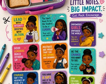 Girl Affirmation Cards for Kids | Positive Self-Esteem Lunchbox Notes (Digital Download)