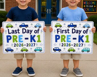 First and Last Day Pre-K1 Sign Editable School Photo Prop Digital Download