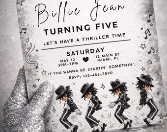 Moonwalk Birthday Invitation Template: Billie Jean (Digital Download)