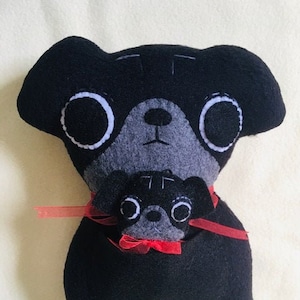 Pug Dog - Fleece Stuffed Dog with a pocket - 10 inch tall