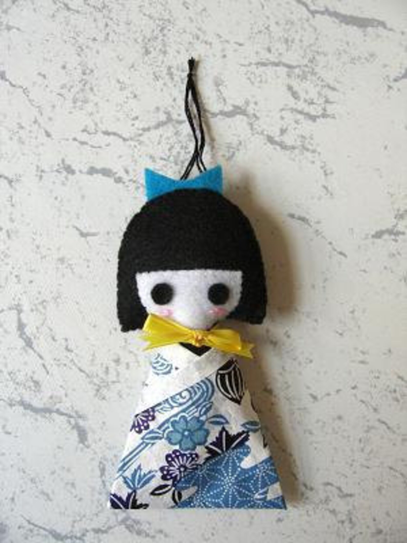 Japanese Kimono Girl Ornament Blue Etsy