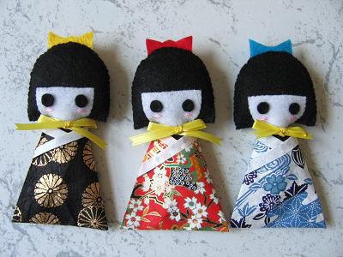 Japanese Kimono Girl Ornament Blue Etsy