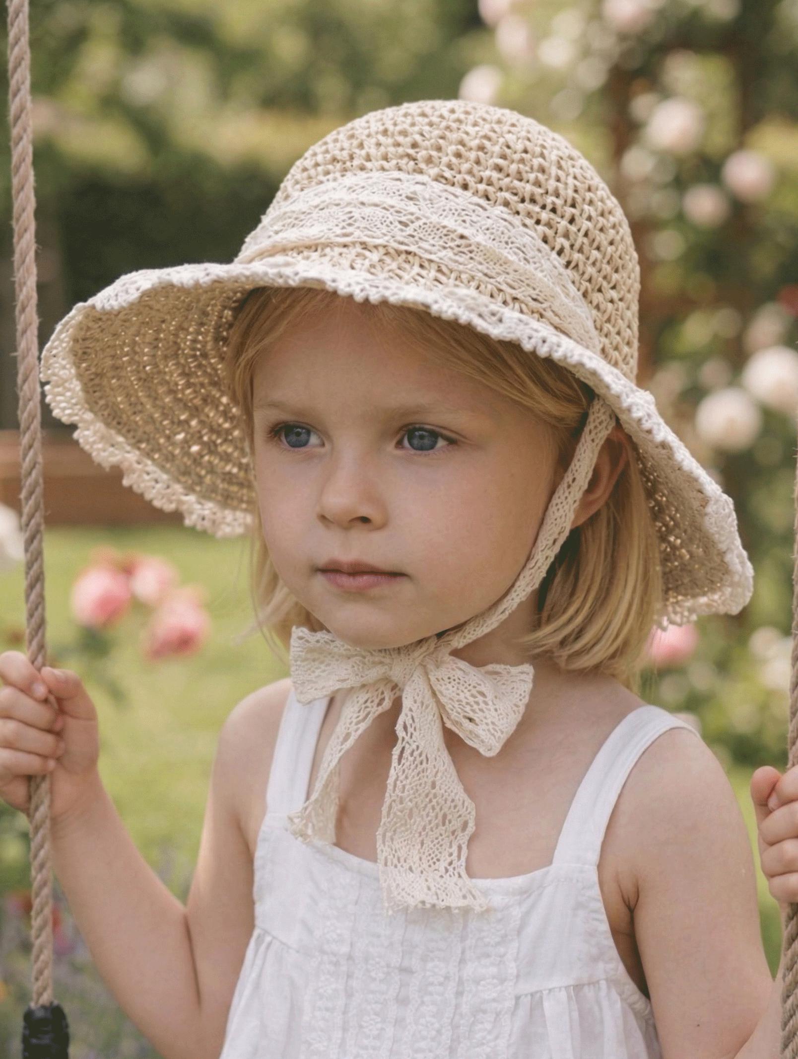 Lace Trim Straw Hat - Etsy