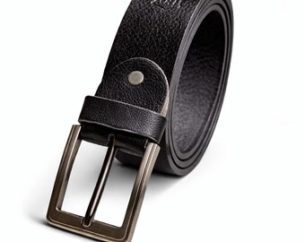 Men's Genuine Leather Belt: Black, Adjustable Up to 50 Inches, Formal Classic Style UK
