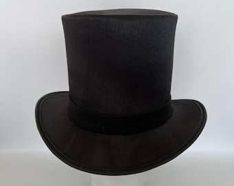 Black Silk Top Hat: Victorian Steampunk Gothic Formal Costume Accessory