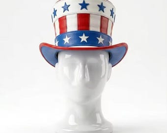 Genuine Leather Uncle Sam Top Hat: USA Flag Patriotic Party Costume