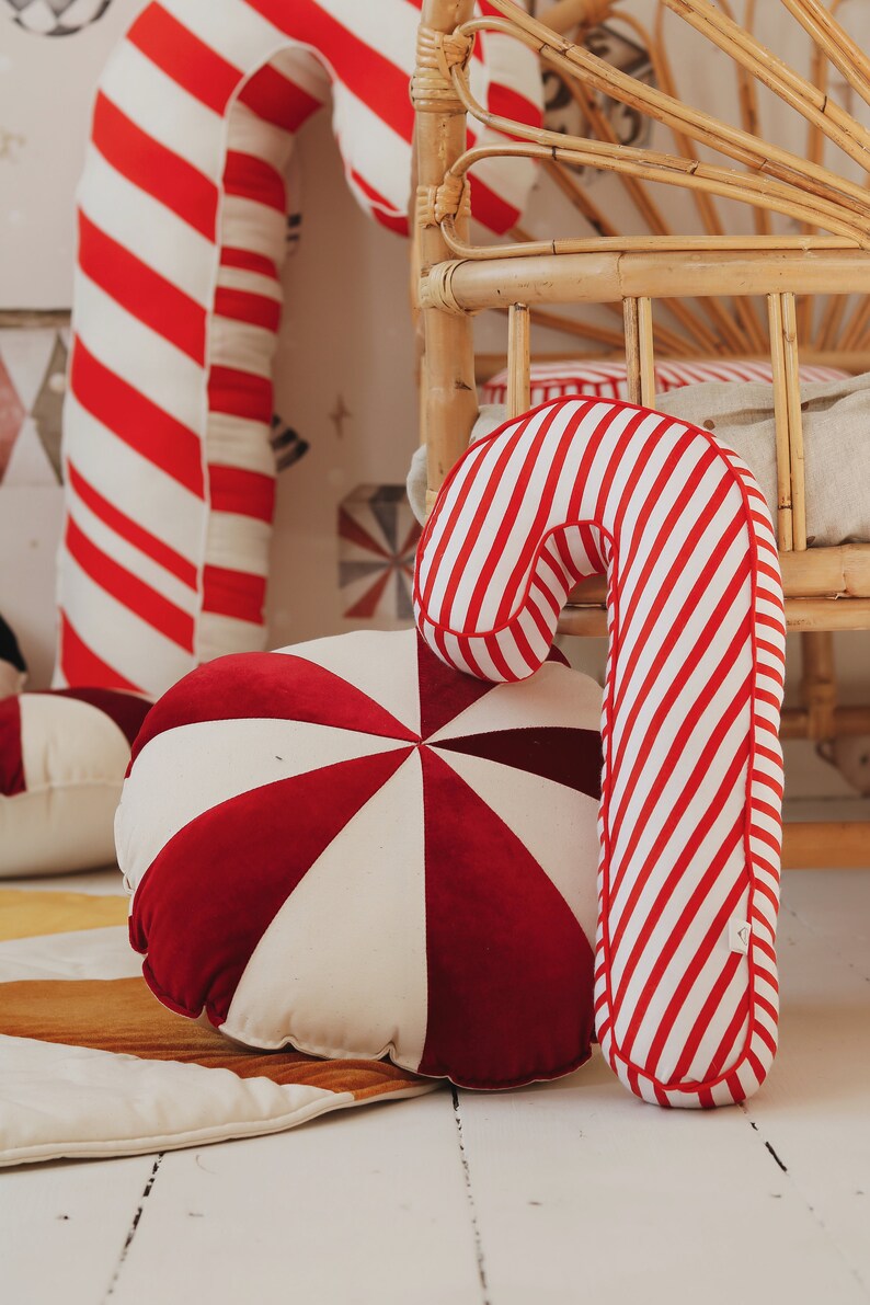 Candy Cane Pillow Adorable Christmas Decoration for Home Etsy