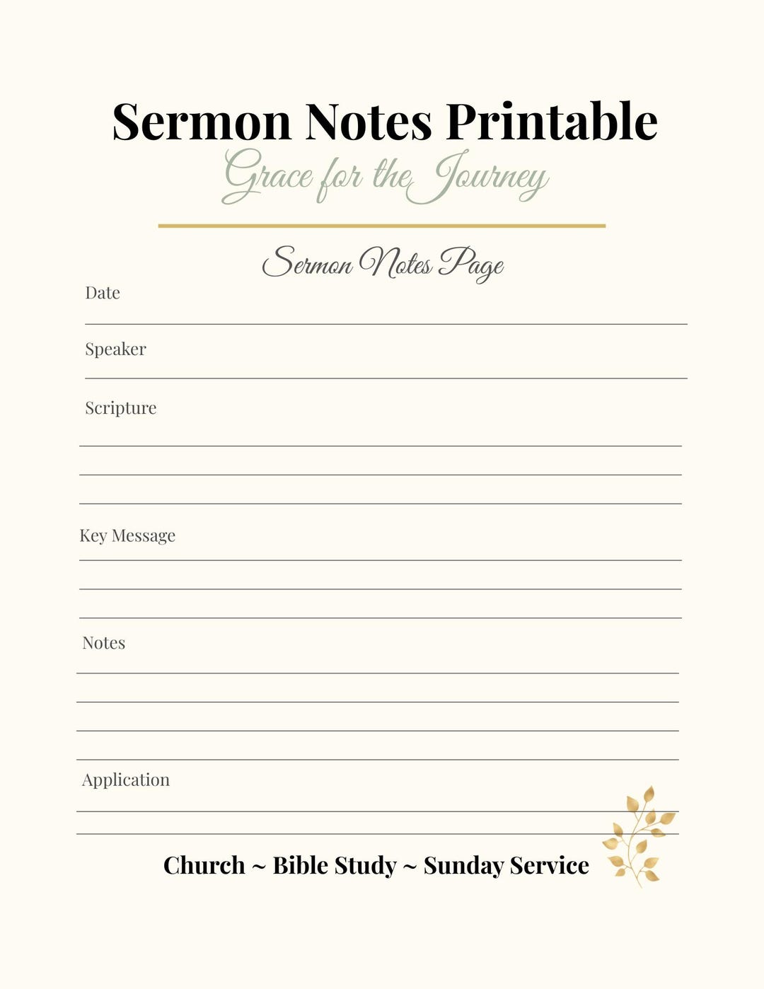 Sermon Notes Printable | Church Notes Page | Bible Study Worksheet ...