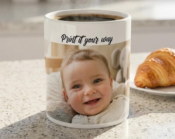 Custom Father's Day Mug, Custom Photo Baby Face Mug, Ceramic Photo Mug | 11oz 15oz