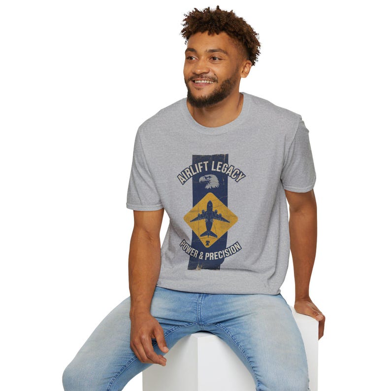Airlift Legacy Plane Silhouette T-Shirt | Power & Precision, Military Aviation Tee image 1