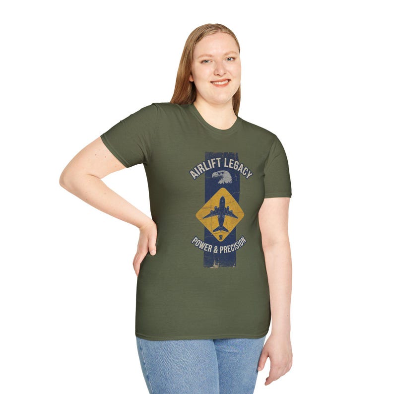 Airlift Legacy Plane Silhouette T-Shirt | Power & Precision, Military Aviation Tee image 9