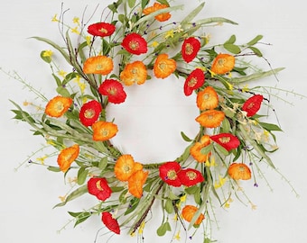 24” Poppy Wild Flower Wreath by MJC