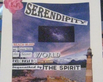 Serendipity  an Original Signed Poetry and Paper Collage Wall Art