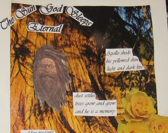 The Sun God Sleeps Eternal  an Original Signed Poetry and Paper Collage Wall Art